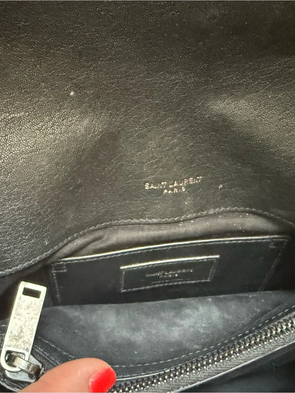 Saint Laurent Black Quilted Chain Crossbody with Silver YSL Logo